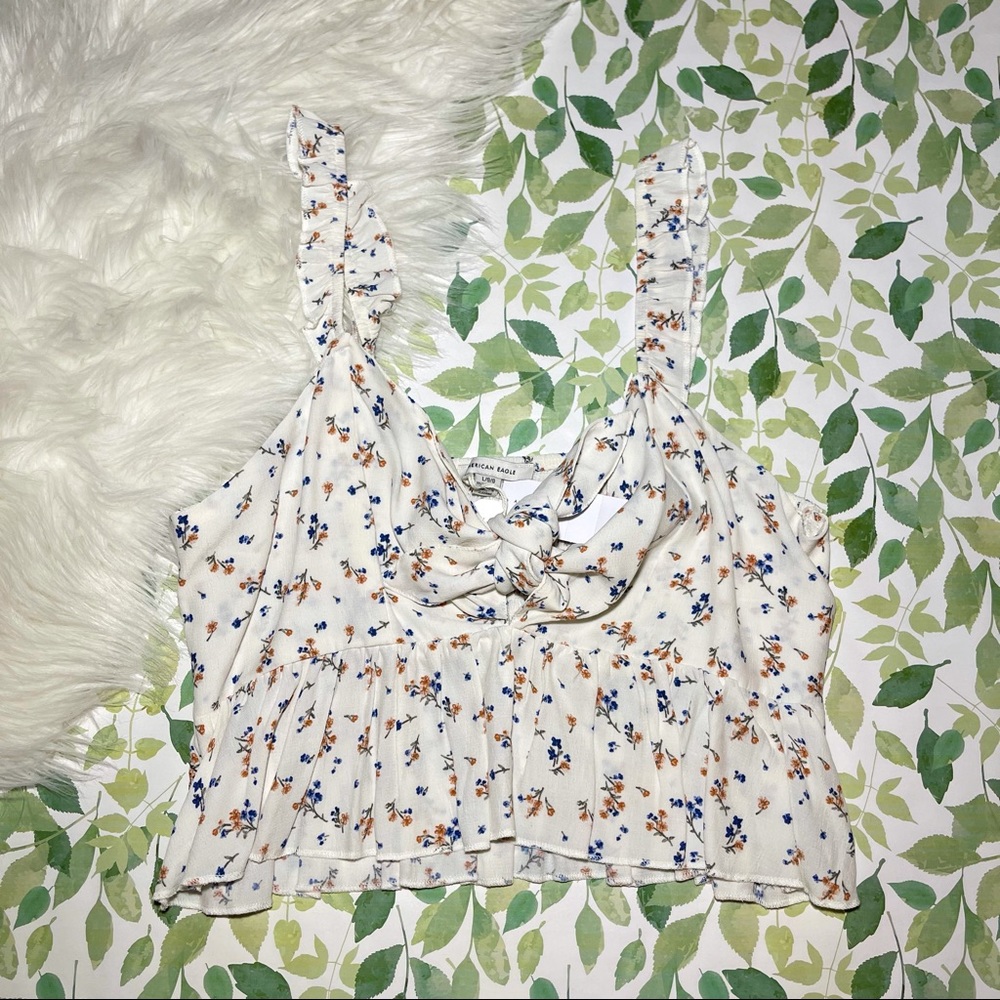 American Eagle Tie Front Crop Tank Top